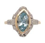 14k Gold 1.33ct Marquise Genuine Natural Aquamarine and Diamond Ring (#J7204)