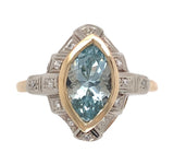 14k Gold 1.33ct Marquise Genuine Natural Aquamarine and Diamond Ring (#J7204)