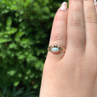 9k Rose Gold Australian Oval Opal Victorian Ring Size 5.25 Jewelry (#J6784)
