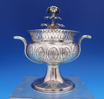 Austrian .813 Silver Sugar Bowl w/ 3-D Leaf and Flower 3 Level Finial (#8442)