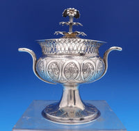 Austrian .813 Silver Sugar Bowl w/ 3-D Leaf and Flower 3 Level Finial (#8442)