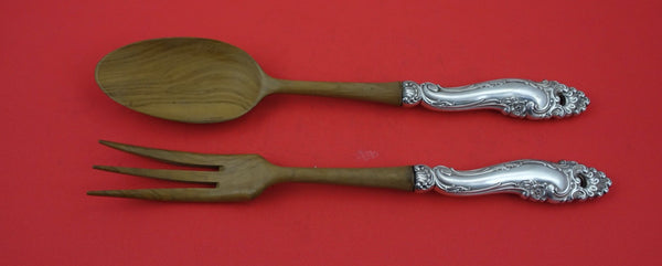 Decor by Gorham Sterling Silver Salad Serving Set HH w/ wood 11"