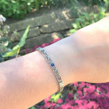 14k Gold Filigree Diamond Bracelet Art Deco 6 3/4" w/Lab-Created Sapphire #J6203
