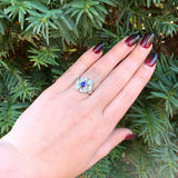 Platinum Blue Genuine Natural Sapphire and Diamond Ring Size 6.25 (#J6392)