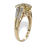 10k Yellow Gold Golden Lemon Genuine Quartz and Diamond Ring Size 7 (#J7085)