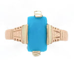 10k Gold Victorian Sleeping Beauty Genuine Natural Turquoise Ring 10.25 (#J6567)