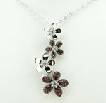 14k White Gold Genuine Natural Ruby and Diamond Flower Pendant (#J4325)