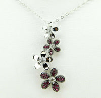 14k White Gold Genuine Natural Ruby and Diamond Flower Pendant (#J4325)