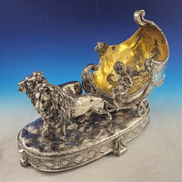 Italian Sterling Silver Centerpiece Chariot Bowl With Lions and Cupid  (#7848)