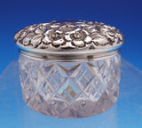 Sterling Silver and Cut Glass Dresser Jar with Repoussed Flowers (#9241)