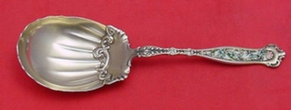 Dresden by Whiting Sterling Silver Berry Spoon Vermeil Enameled Fancy 7 3/4"