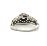 18k White Gold Filigree Ring with .08ct Genuine Natural Diamond (#J6307)