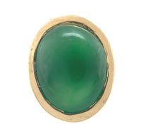 18k Yellow Gold A Grade Jadeite Jade Stud Earrings Bezel Set Jewelry (#J6684)