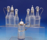 English Georgian Sterling Silver Cruet Set 7pc w/ Stand Pierced Footed (#6997)
