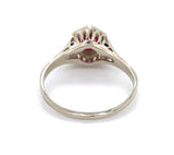 Art Deco 14k White Gold .49ct Genuine Natural Ruby Ring Hand Engraved (#J6388)