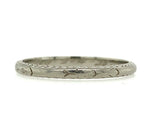 18k White Gold Band Ring with Chevron Edge Engraved Dated 1925 Size 5.5 (#J5901)