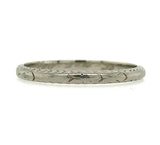 18k White Gold Band Ring with Chevron Edge Engraved Dated 1925 Size 5.5 (#J5901)
