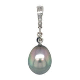 14k Gold Large 14.2mm Black Tahitian Pearl Enhancer Pendant Peacock Color #J7030