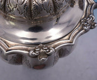 John B. Jones Coin Silver Sugar Bowl Fluted Shape w/ Leaves Flower Finial #3946