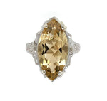 10k Gold Filigree Ring with Marquise 4.51 Carat Genuine Natural Citrine (#J6410)