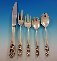 Silver Iris by International Sterling Silver Flatware Set for 12 Service 65 pcs