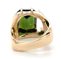 14k Yellow Gold Modern Custom Green Genuine Natural Tourmaline Ring 6 (#J7315)