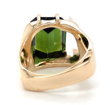 14k Yellow Gold Modern Custom Green Genuine Natural Tourmaline Ring 6 (#J7315)