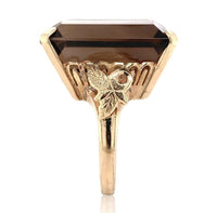 14k Gold Ring with Large Emerald Cut Genuine Natural Smoky Quartz (#J6608)