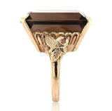 14k Gold Ring with Large Emerald Cut Genuine Natural Smoky Quartz (#J6608)