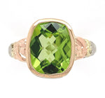 14k White Gold 3.24 Carat Cushion Cut Genuine Natural Peridot Ring (#J6551)