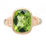 14k White Gold 3.24 Carat Cushion Cut Genuine Natural Peridot Ring (#J6551)