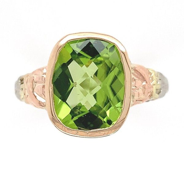 14k White Gold 3.24 Carat Cushion Cut Genuine Natural Peridot Ring (#J6551)