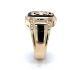 10k Yellow Gold Men's Genuine Natural Black Onyx Ring with Initial (#J6363)