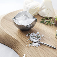 Bloom by Georg Jensen Stainless Steel Salt Cellar with Spoon - Vtg NOS
