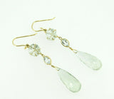 Large 14k Gold Genuine Natural Prasiolite Quartz Dangle Earrings (#J2402)