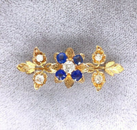 10k Victorian Mine Cut Genuine Natural Diamond Flower Pin (#J5514)