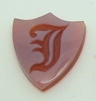 14K Gold Carved Agate Initial Pendant - Various Shapes Personalized New (#J2155)