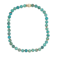 10mm Genuine Natural Turquoise Strand of Beads Necklace w/14k Clasp 18" (#J6756)