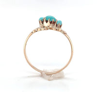 10k Rose Gold 3 Stone Genuine Natural Turquoise Ring Size 5.5 Jewelry (#J6359)