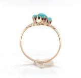 10k Rose Gold 3 Stone Genuine Natural Turquoise Ring Size 5.5 Jewelry (#J6359)
