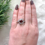 Edwardian Platinum 1.29ct Red Spinel and 1.75ct TW Mine Cut Diamond Ring #J7151