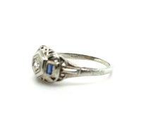 18k White Gold .05ct Diamond Ring with Synthetic Lab-Created Sapphires (#J5348)