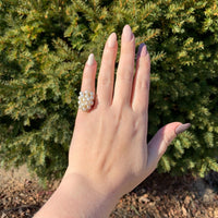 14k Yellow Gold Cocktail Ring with 16 Cultured Akoya Pearls Size 5.75 (#J7109)