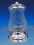 Quaker Silver Co Sterling Silver Glass Salt Pepper Shaker Holder Set 3pc (#2529)