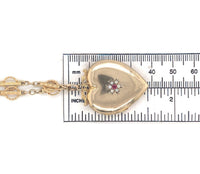 9k Top Victorian Heart Shaped Locket w/Paste Stones Gold Filled Chain (#J6519)