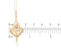 10k Yellow Gold Diamond Lavaliere Pendant with Pearl Drop and 14k Chain (#J6973)