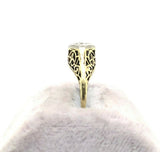 14k Yellow Gold Art Deco Genuine Natural Diamond Filigree Ring (#J5444)