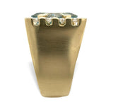 14k Yellow Gold Heavy Modern Genuine Natural Aquamarine Diamond Ring (#J7307)