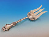 Regent by Durgin Sterling Silver Salad Serving Fork w Bar Ribbons BC Swag 9 3/4"
