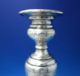 Austrian .800 Silver Candlestick Pair Hand Engraved Flowers Rococo Design #5392